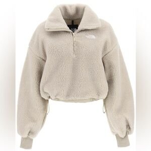 The North Face Platte Sherpa 1/4 Zip Cropped Fleece in Beige